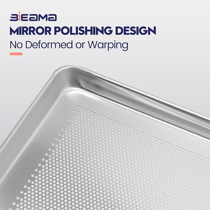 BIEAMA 12 Pack Full Size 26" x 18" Aluminum Baking Sheet Pan Perforated - Image 4