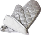 Silver Oven Mitts, Quilted Cotton Lining 13 Inch Oven Gloves, Heat Resistant - Image 4