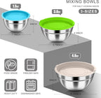 HaWare Mixing Bowls with Airtight Lids, 6-Piece Stainless Steel Salad Bowls - Image 2