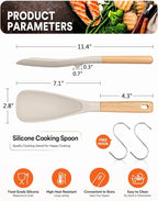 Cooking Spoon for Nonstick Cookwares, Wood Handle Spoon for Mixing, and Scrape - Image 2