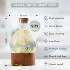 Classic Home Teardrop Clear Glass Ice Cold Beverage Drink Dispenser- 2.75 Gallon - Image 2