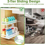 Under Sink Organizer 2-Pack, Metal 2-Tier Pull-Out Cabinet Shelf - Image 2