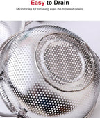 3-Quart Colander for Kitchen, Stainless Steel Colander - Image 2