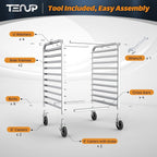 TenUp 10-Tier NSF Aluminum Sheet Pan Rack, Commercial Bakery Cooling & Storage - Image 3