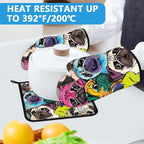Colorful Pug Dog Face Oven Mitts and Pot Holders Sets Heat Resistant 4Pcs - Image 5