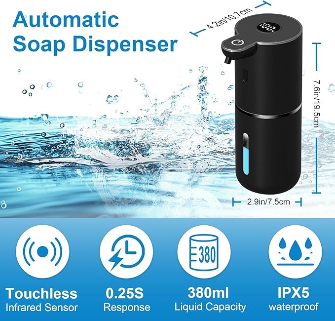 OHIFAST Automatic Foaming Soap Dispenser Touchless, USB Rechargeable Smart Hand - Image 2