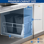 Insputer Double 40QT Pull Out Trash Can Under Cabinet, Heavy Duty Under Sink - Image 4