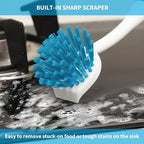 Dish Brush with Handle, 2 Pack Scrub Brushes with Built-in Scraper - Image 3