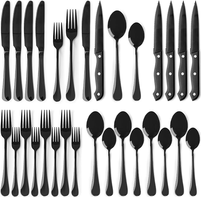 Astercook 24-Piece Black Silverware Set by Astercook