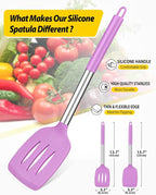 Pack of 2 Silicone Solid Turner, Non Stick Slotted Kitchen Spatulas, High Heat - Image 2