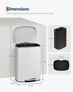 GarveeHome Stainless Steel Kitchen Trash Can, 13 Gal / 50 L Step-On Garbage Bin - Image 6