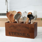 2 PC Wooden Utensil Holder, （With 4-Compartments size*1 + 3-Compartments - Image 7