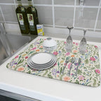 Spring Floral Dish Drying Mat for Kitchen Counter 18x24 Pink Sage Green Flower - Image 6