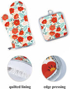 6 Pcs Kitchen Stuff, Wild Floral Kitchen Oven Mitts, Pot Holders Sets - Image 4