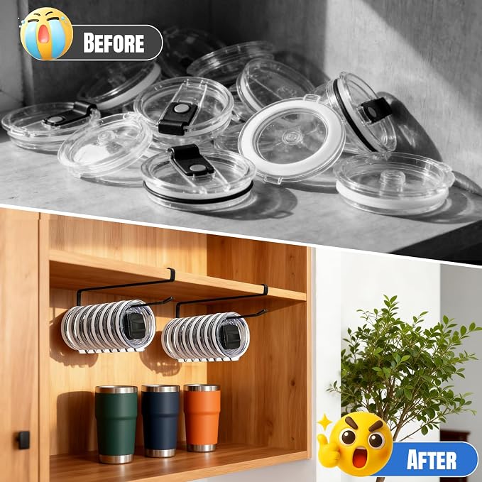 2 Pack Tumbler Lid Organizer, Versatile Cup & Water Bottle Lid Holder, Upgraded - Image 5