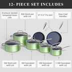 Nuwave Healthy Duralon Blue Ceramic Nonstick Cookware Set, Diamond Infused - Image 2