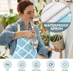 2 Pieces Aprons for Women with Pockets, Cotton Linen Waterproof Kitchen Cooking - Image 4