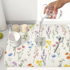 Spring Floral Dish Drying Mat for Kitchen Counter 18 x 24 Inch Colorful Flowers - Image 6