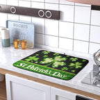 Happy St. Patrick's Day Kitchen Drying Mat Green Plaid Lucky Shamrock Clover - Image 5