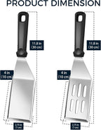 11.8-in 18/0 Stainless Steel Spatulas, Silicone Non-slip Handle, Brushed Metal - Image 4