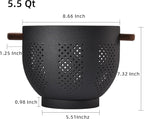 Metal Colander with Wood Handle and Stable Base, Powder Coated Steel Kitchen - Image 4