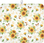 Sunflower Dish Drying Mat for Kitchen Counter Summer Yellow Floral Microfiber by Unknown