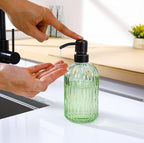 16Oz Green Glass Soap Dispenser - Image 3
