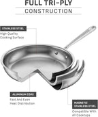 T-Fal Pro Tri-Ply Stainless Steel Cookware Set, 3-Piece Induction Cookware - Image 2
