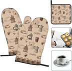 Vintage Coffee Themed Oven Mitts Heat Resistant, Vintage Pot Holder and Oven - Image 3