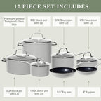 Nuwave Healthy Duralon Blue Ceramic Nonstick Cookware Set, Diamond Infused - Image 7