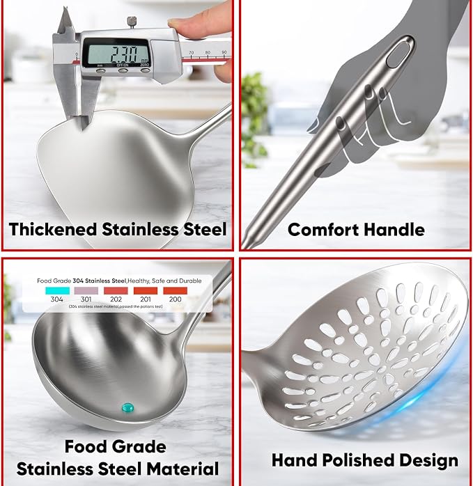 Newness 16 Pcs Cooking Utensils Set, 304 Stainless Steel Kitchen Utensils Set - Image 3