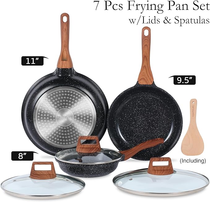 ESLITE LIFE Nonstick Ceramic Frying Pans Skillets Set - Image 2