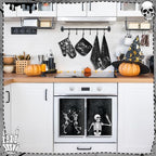 Leinuosen 6 Pcs Skull Kitchen Decor Set, Skull Kitchen Towels Gothic Oven Mitts - Image 2