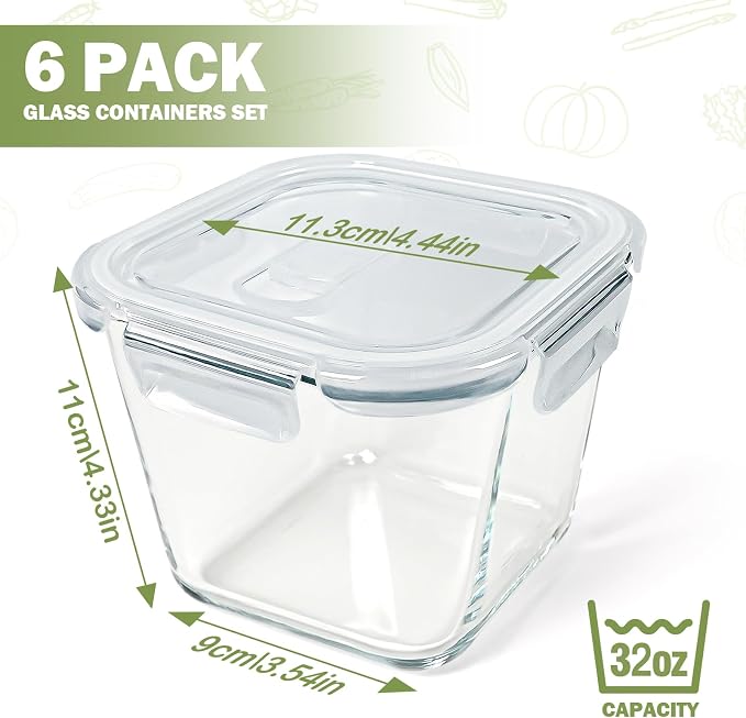 Glass Soup Containers with Lids 32 oz, 4 Cup Glass Storage Containers, Tall - Image 3