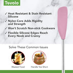 Tovolo Jar Spatula Silicone Long Stainless Steel Handle Scraper Spatula Pink - Image 3