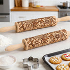 Wooden Embossed Rolling Pin for Baking & Crafts-Easy to Clean, Lightweight - Image 2