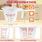 8 Pcs 1 Cup Capacity Plastic Measuring Cup, 8 Oz/250 ml Clear Graduated - Image 2