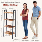DUMOS Ladder Shelf, 4-Tier Display Bookshelf, Industrial Style Storage Standing - Image 3