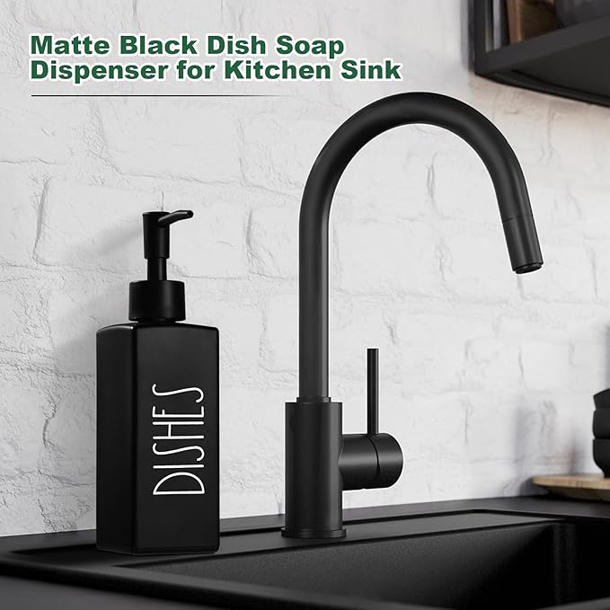 Dish Soap Dispenser, Matte Black Soap Dispenser - Image 5
