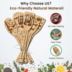 CUTHOLLOW 6PCS Pandas and Bamboo Wooden Kitchen Cooking Utensil Set, 11.9in Non - Image 3