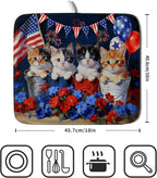 4th of July Dish Drying Mat Patriotic Cats Dish Drying Rack Mat - Image 2