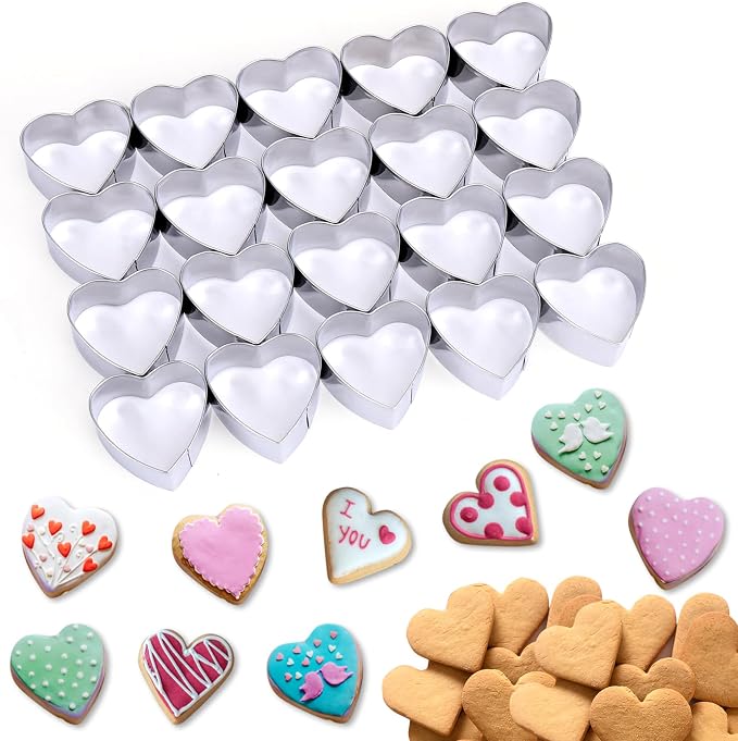 AIERSA Mini Heart Cookie Cutter, 20 Cavity 1.3 Inch Small Tiny Heart Shaped by AIERSA