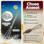 Anaeat Small Wire Whisk Set of 2, Portable Stainless Steel Kitchen Tiny Whisk & - Image 5