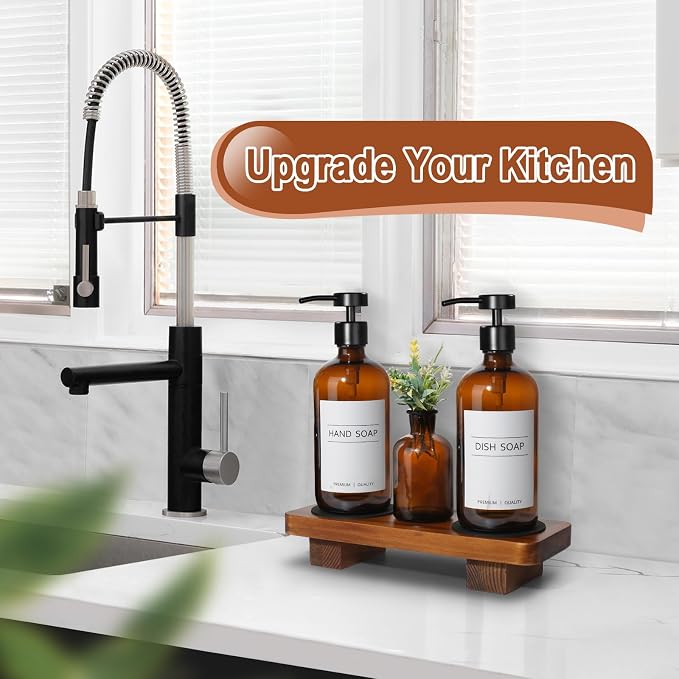 KASUNTING Amber Glass Soap Dispenser - Image 5