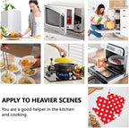 Red and White Polka Dot Oven Mitts and Pot Holders Sets of 4, Heat Resistant - Image 8