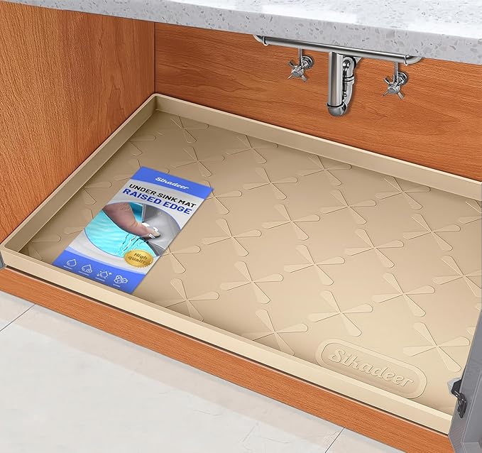 SIKADEER Under Sink Mat Waterproof 34" x 19", Silicone Mat Kitchen Drawer Shelf by SIKADEER