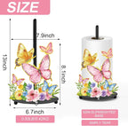 Whaline Spring Summer Paper Towel Holder Colorful Butterfly Floral Large Metal - Image 2