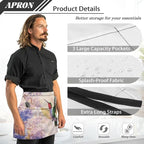 Server Apron with 3 Pockets, Waterproof Oil Waitress Waiter Half Apron - Image 6