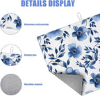 Blue Floral Dish Drying Mat for Kitchen Counter Flower Leaves Drying Pad - Image 3