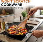 7 Pcs Acacia Wood Cooking Utensils Set Large Wooden Spoons - Image 4
